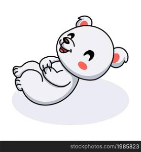 Cute little polar bear cartoon laughing