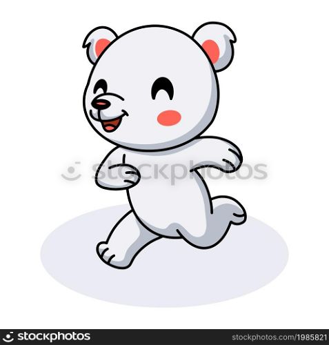 Cute little polar bear cartoon running