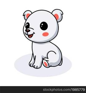 Cute little polar bear cartoon sitting
