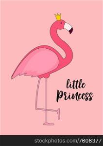 Cute Little Princess Abstract Background with Pink Flamingo Vector Illustration EPS10. Cute Little Princess Abstract Background with Pink Flamingo Vector Illustration