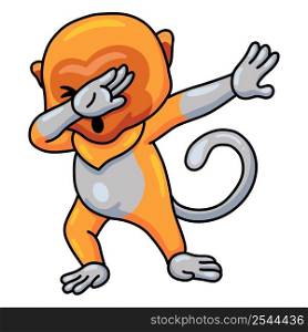 Cute little proboscis monkey cartoon dancing