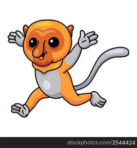 Cute little proboscis monkey cartoon running