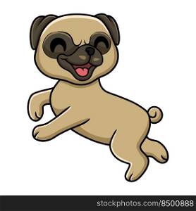 Cute little pug dog cartoon