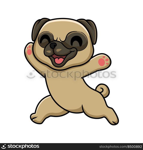 Cute little pug dog cartoon