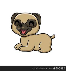 Cute little pug dog cartoon