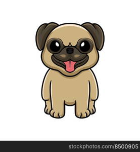 Cute little pug dog cartoon