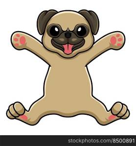 Cute little pug dog cartoon posing