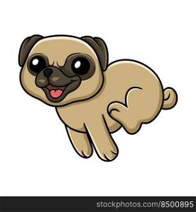 Cute little pug dog cartoon running
