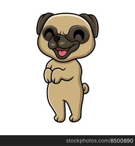 Cute little pug dog cartoon standing