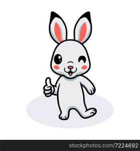 Cute little rabbit cartoon giving thumb up