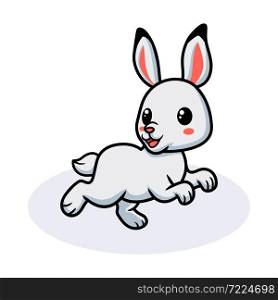Cute little rabbit cartoon jumping
