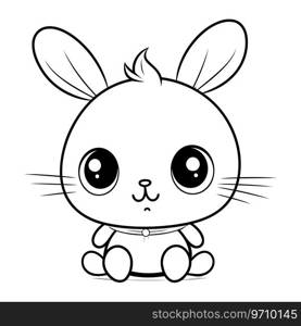 cute little rabbit cartoon vector illustration graphic design in black and white