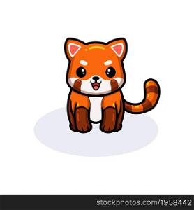 Cute little red panda cartoon