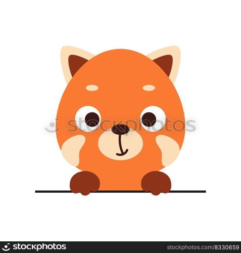 Cute little red panda head on white background. Cartoon animal character for kids t-shirts, nursery decoration, baby shower, greeting card, invitation, house interior. Vector stock illustration