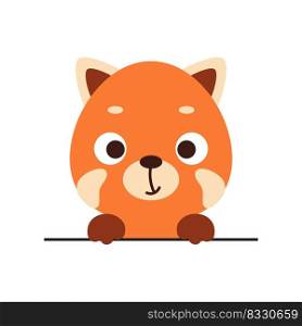 Cute little red panda head on white background. Cartoon animal character for kids t-shirts, nursery decoration, baby shower, greeting card, invitation, house interior. Vector stock illustration