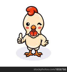 Cute little rooster cartoon giving thumb up