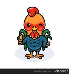 Cute little rooster cartoon giving thumb up