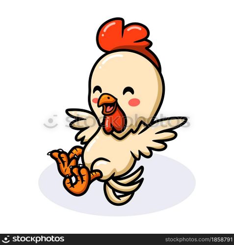 Cute little rooster cartoon posing