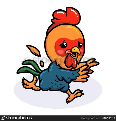 Cute little rooster cartoon running