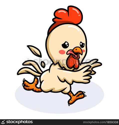 Cute little rooster cartoon running