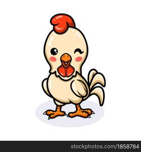 Cute little rooster cartoon winking eye