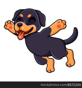 Cute little rottweiler dog cartoon jumping