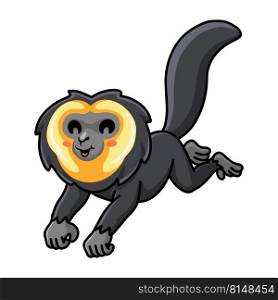 Cute little saki monkey cartoon jumping