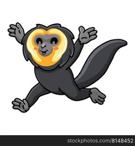 Cute little saki monkey cartoon running