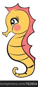 Cute little seahorse, illustration, vector on white background.