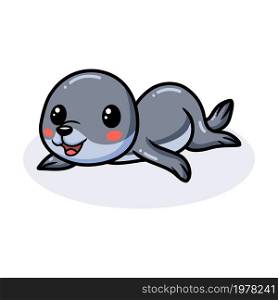 Cute little seal cartoon lying down