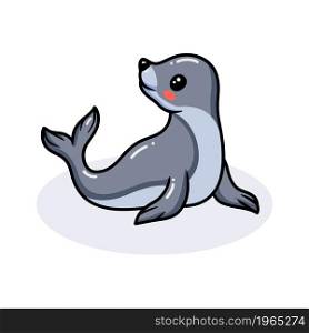 Cute little seal cartoon posing
