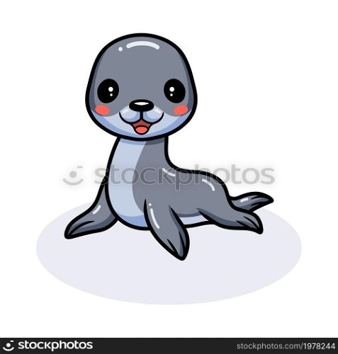 Cute little seal cartoon posing