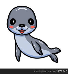 Cute little seal cartoon posing