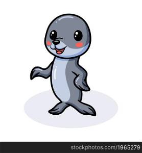 Cute little seal cartoon standing