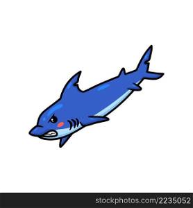 Cute little shark cartoon swimming