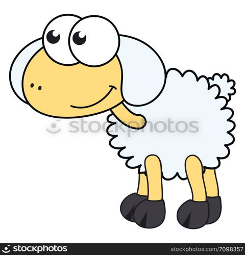 Cute little sheep, illustration, vector on white background.