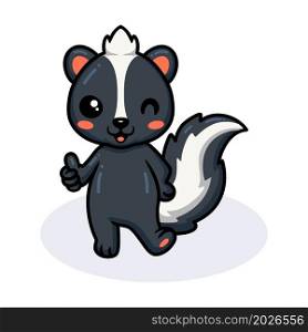 Cute little skunk cartoon giving thumb up