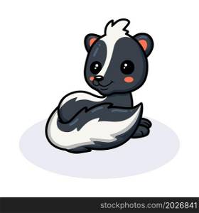 Cute little skunk cartoon lying down