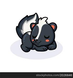 Cute little skunk cartoon lying down