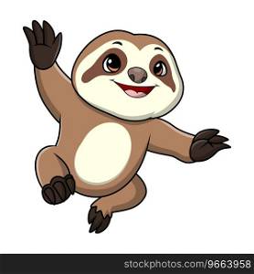 Cute little sloth cartoon on white background