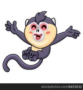 Cute little snub nosed monkey cartoon posing