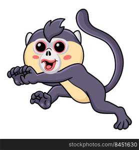 Cute little snub nosed monkey cartoon running