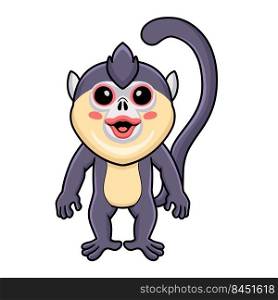 Cute little snub nosed monkey cartoon standing
