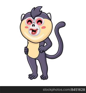 Cute little snub nosed monkey cartoon standing