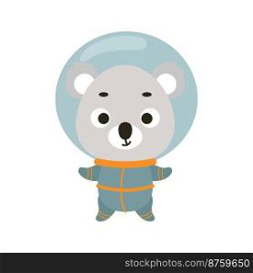 Cute little spaceman koala on white background. Cartoon animal character for kids t-shirts, nursery decoration, baby shower, greeting card, invitation, house interior. Vector stock illustration