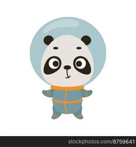 Cute little spaceman panda on white background. Cartoon animal character for kids t-shirts, nursery decoration, baby shower, greeting card, invitation, house interior. Vector stock illustration