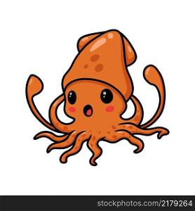 Cute little squid cartoon posing