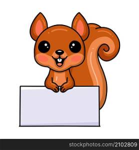Cute little squirrel cartoon with blank sign