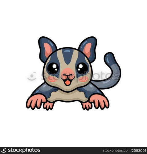 Cute little sugar glider cartoon leaping