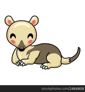 Cute little tamandua cartoon laying down